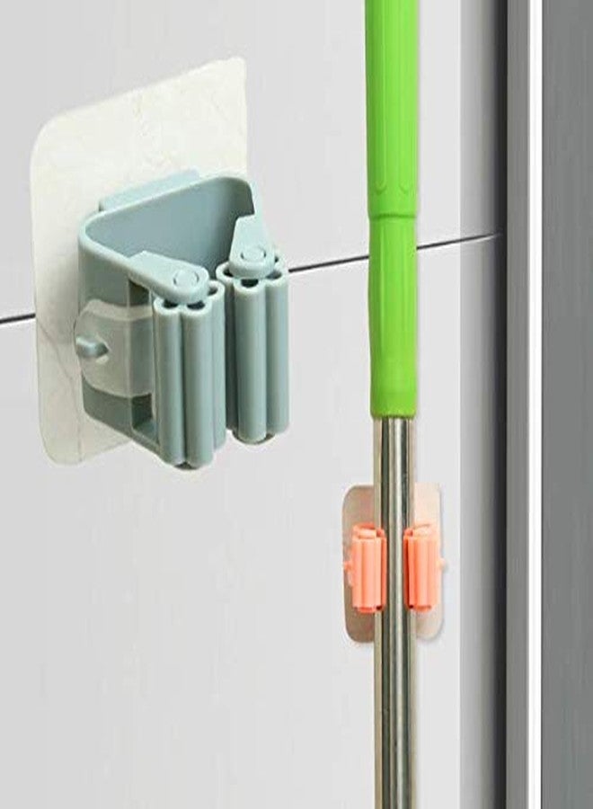 RRJ Mop Broom Holder, Self Adhesive Organizer Wall Mount Clips for Kitchen Bathroom Closet Garden Garage (Multicolor) -2 Pieces - Image 5